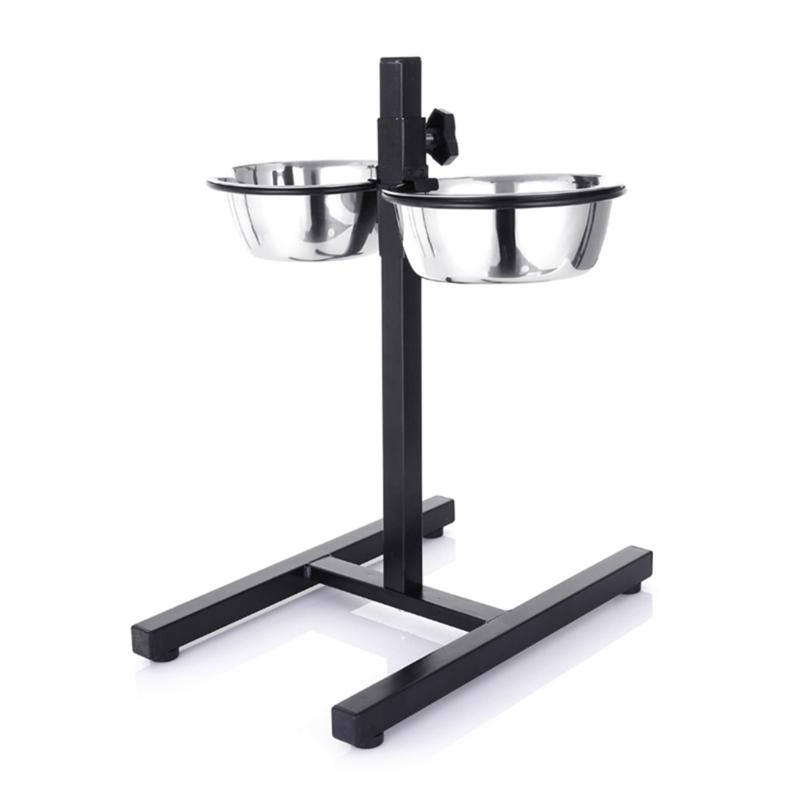 Dog Food Bowls Stainless Steel Spill-proof Dog Bowl Raised Dog Bowl Stand 2 Dog Food Bowls for Food and Water Durable 17cm