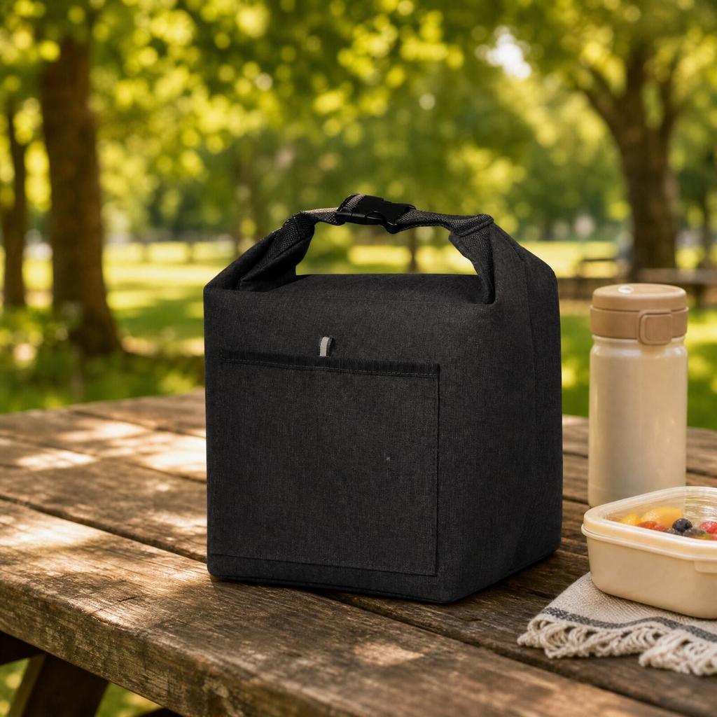 Square Insulated Lunch Bag Thermal with Front Pocket