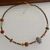 Vintage Ethnic Vibrant Natural Stone Tiger Eye Asymmetric Beads Fish Beaded Necklace For Women Gold Plated Chain Strand Chokers