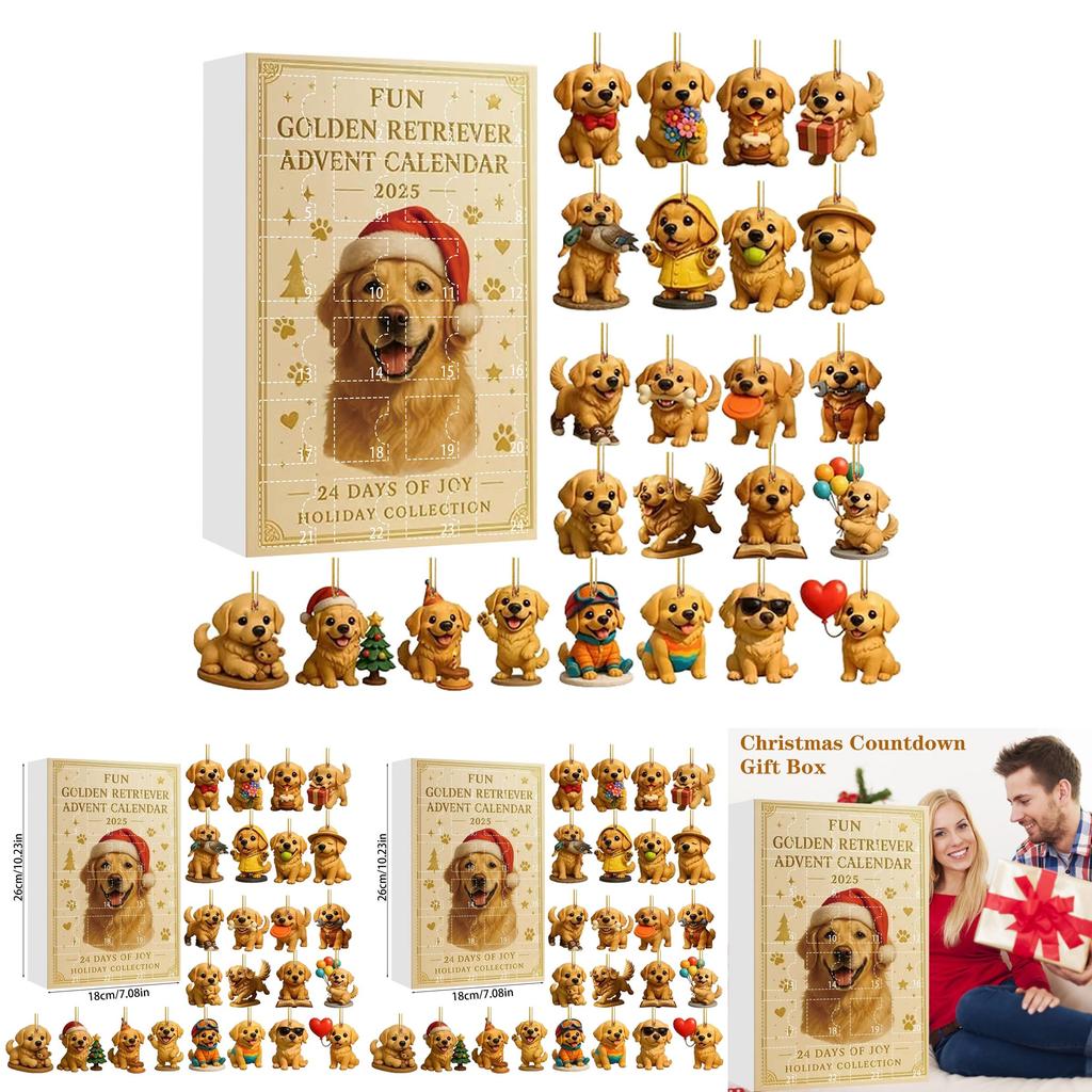 Dog Inspired Christmas Countdown Calendar With Acrylic Animal Decor For Gift And Decoration