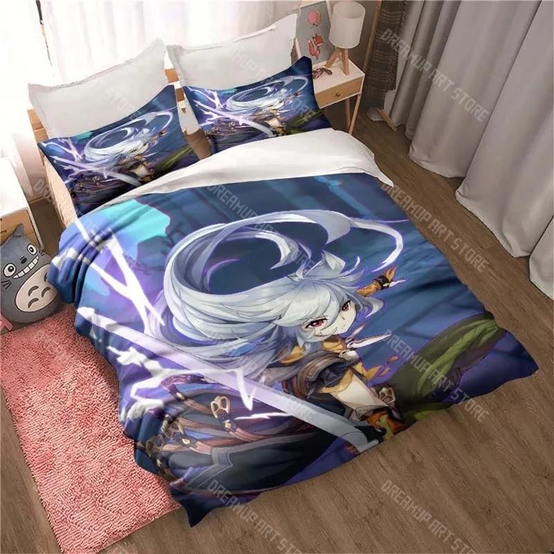 3D Genshin Impact Game Anime Quilt Cover Bed Quilt Cover Double King Bed Quilt Cover Home Textiles Boys Adults