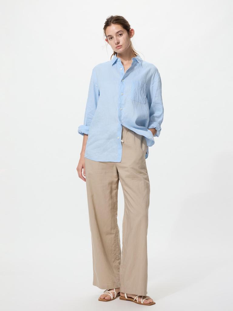 Uniqlo Japan Linen Blend Easy Pants Long Length