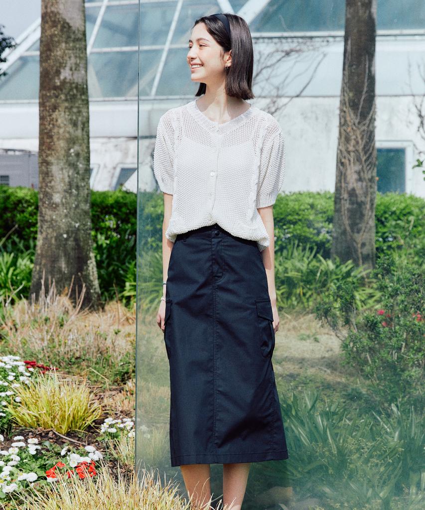 Tudument Ripstop Cargo Long Skirt Black