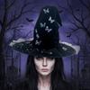 Mesh Halloween Witch Hat Black Halloween Black Cap Foldable Butterfly Wizard Cap  Masquerade