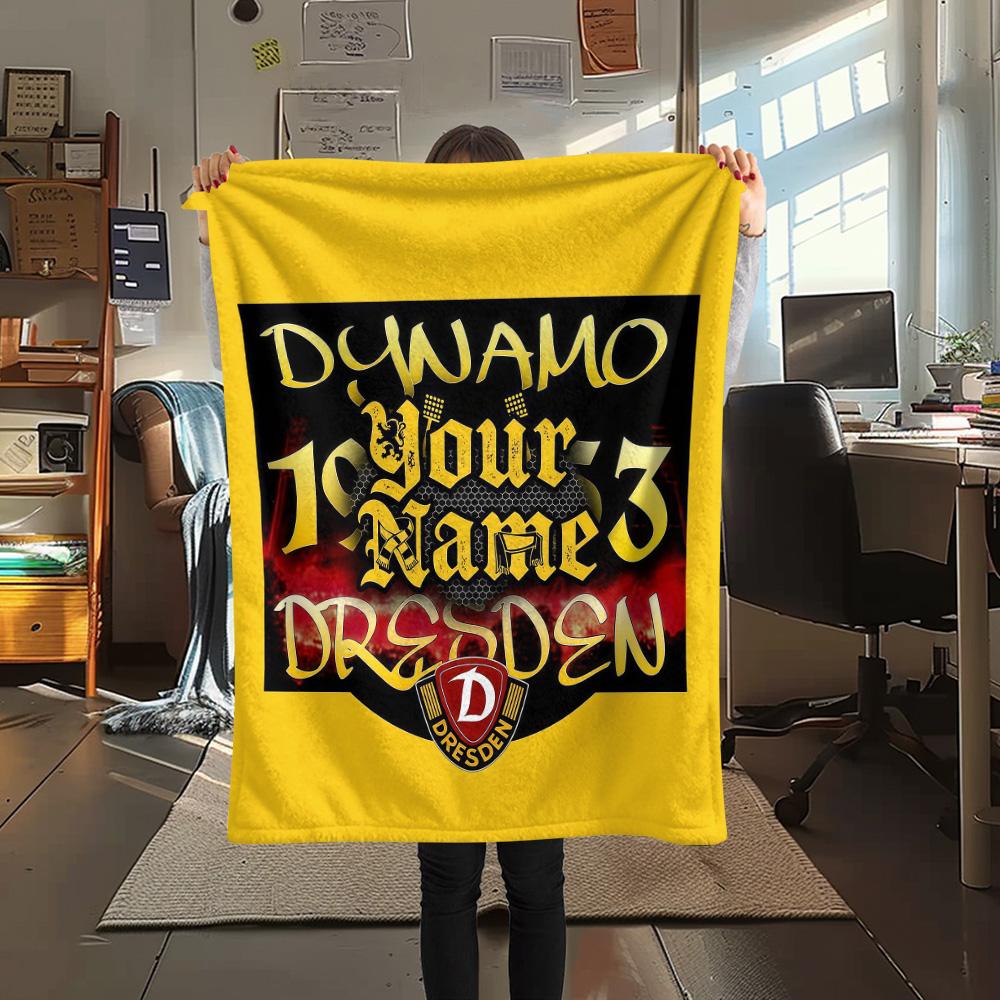 1 Stück Dynamo Dresden Benutzerdefinierter Name Gemustert Flanell Decke Geeignet Für Alle Jahreszeiten Für Heimdekoration Wärme Und Komfort Geschenke Feiertagsgeschenk