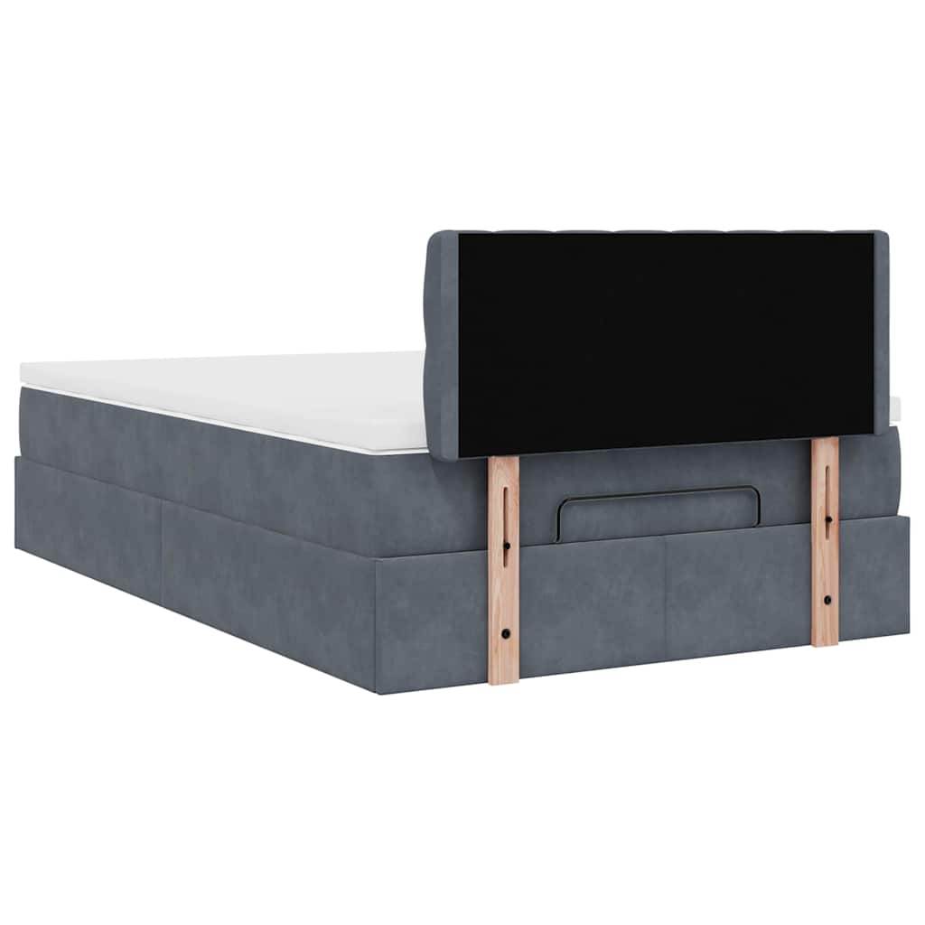 Ottoman Bed with Mattress & LEDs Dark Grey 120x200 cm Velvet