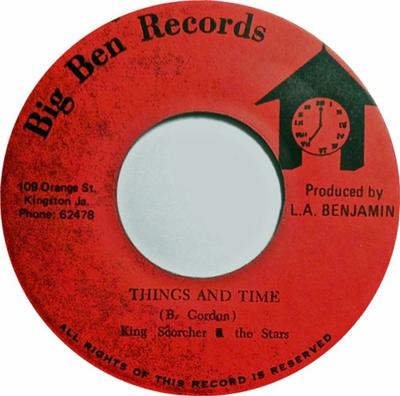 7-Zoll-Schallplatte KING SCORCHER THE STARS Things And Time Version KEINE Big Ben Records 1980 Jamaika Reggae Ska Dub Gebraucht