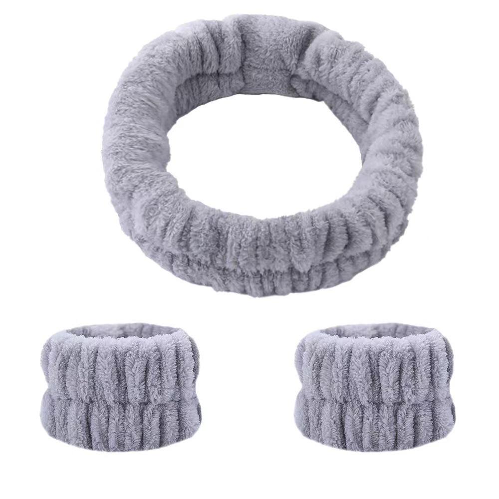 Plush Flannel Absorbent Wristbands & Splash-Proof Headband Set
