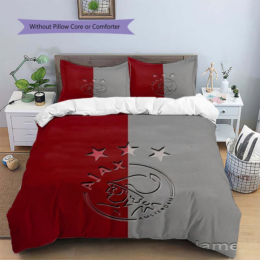 AFC Ajax Custom Name Pattern Bedding,Quilt Set Quilt Cover Pillowcase Home Birthday Gift(1 * Duvet Cover + 2 * Pillowcase, Without Core)