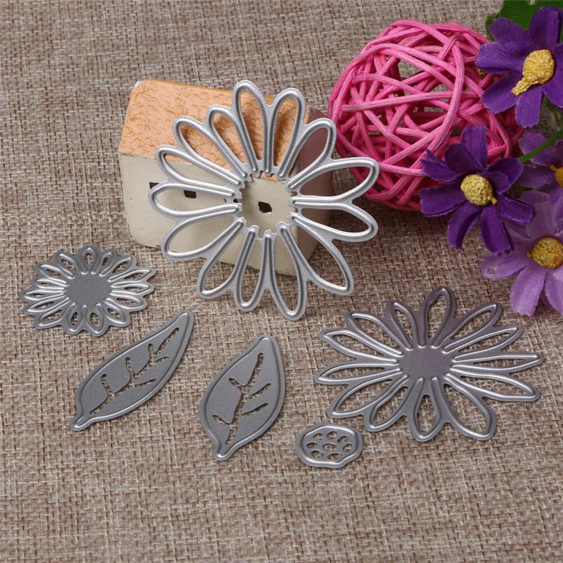 6Pcs/set Daisy Flower Metal Cutting Dies Embossing Stencils for DIY Scrapbooking Photo Album Decorative Paper Cards Making Tool