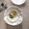 Pure White Irregular Ceramic Wrinkled Bowl Restaurant Salad Bowl Soup Bowl Pasta Bowls Molecular Food Specialty Tableware