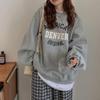 Women's  Autumn Winter O-neck Pullover Hoodie Letter Printed Long Sleeved Casual Sweatshirt Top for Women