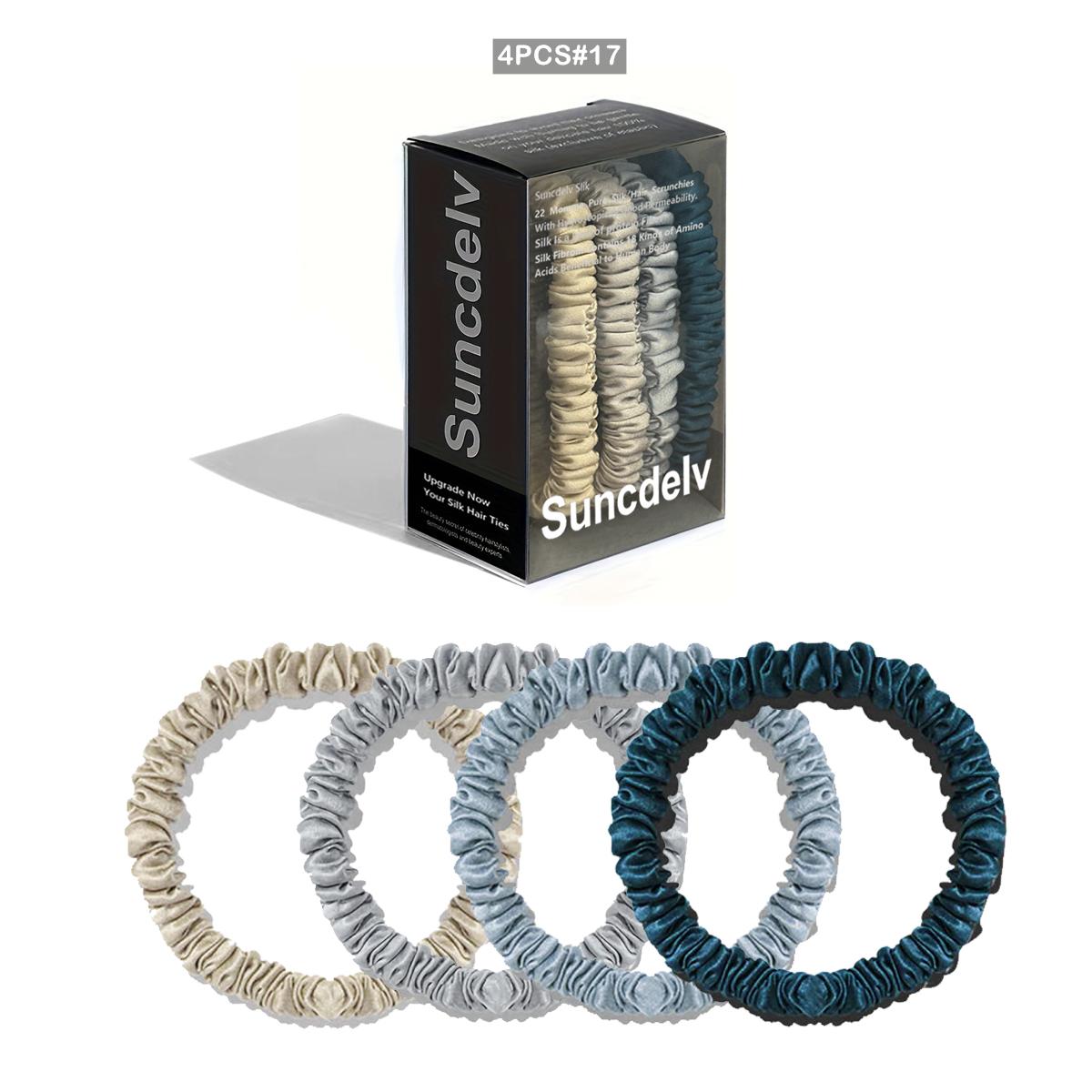 

100% Натуральний Шовк Однотонні Гумки для Волосся Високої Якості Скранчі для Волосся 22 Момме Жіночі Великі Пов язки на Голову Аксесуари для Волосся 4шт Коробка