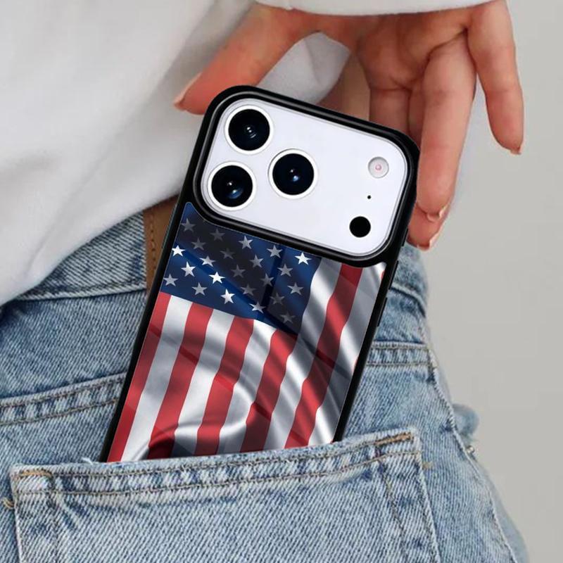 Silk Flags USA America Phone Case for iPhone 17ProMax 12 13 14 15 16e 17 Pro Max Plus Air Cover