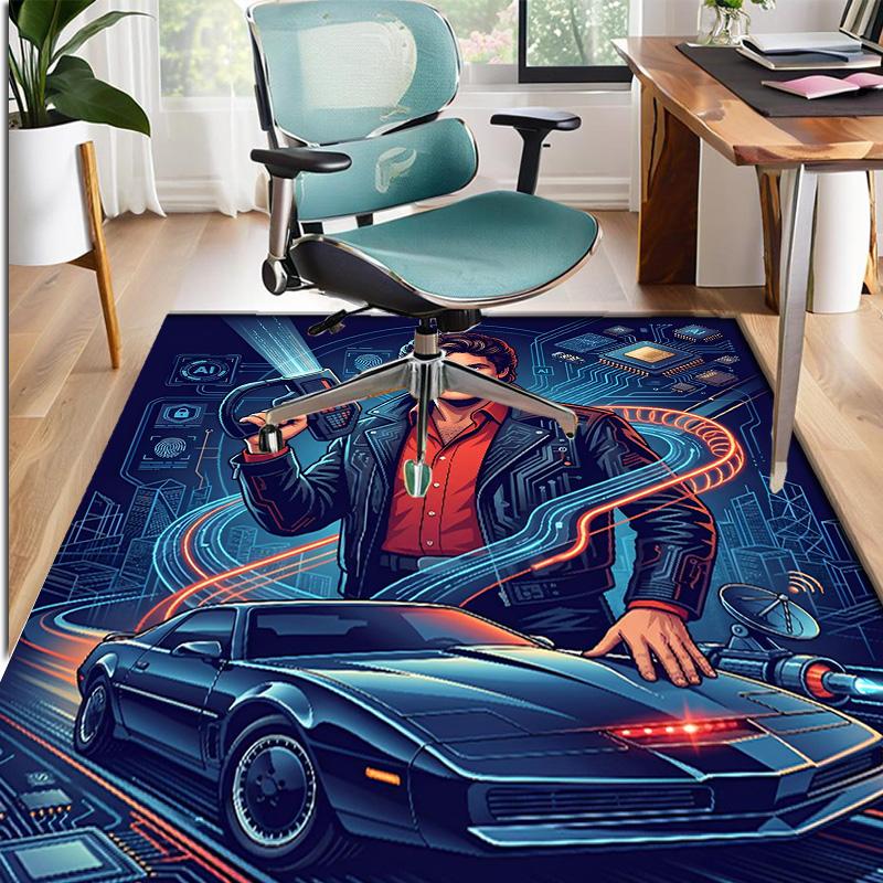 Knight Rider Pattern Rug, Indoor/Outdoor Mat, for Picnic, Gameroom, Bedroom, Office, Living Room, Home Decor Carpet, Birthday Gift