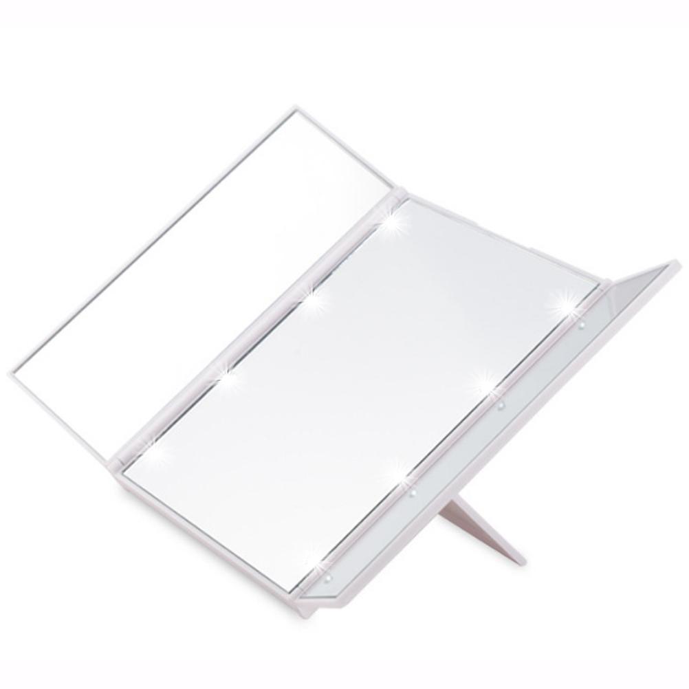 LED Trifold Makeup Mirror 360 Degree Tri Fold Led Illuminated Tabletop Vanity Mirror with Lights