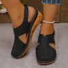 Summer Ladies' Adjustable Velcro with Wedge Heel Sandals - Breathable Thick Sole Anti Slip Comfortable Closed Toe Design Strap Shoes