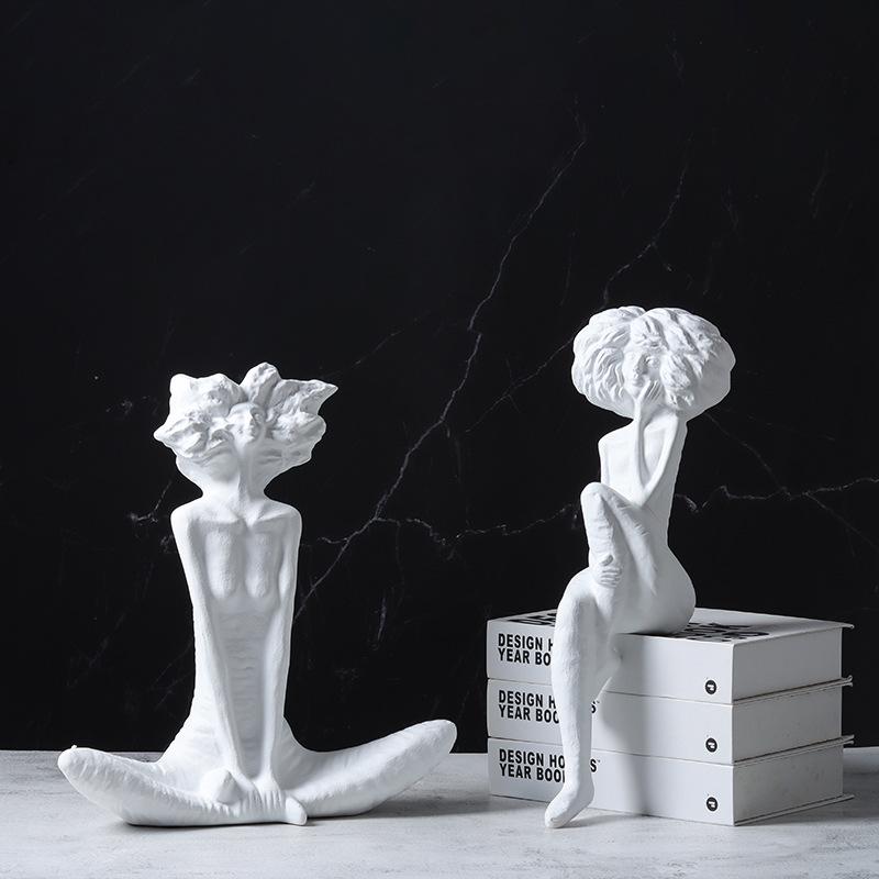 Modern Abstract Art Figure Sculptures, Resin Crafts, Statues, Fashionable Girl Figure Portraits, Home Decoration Accessories
