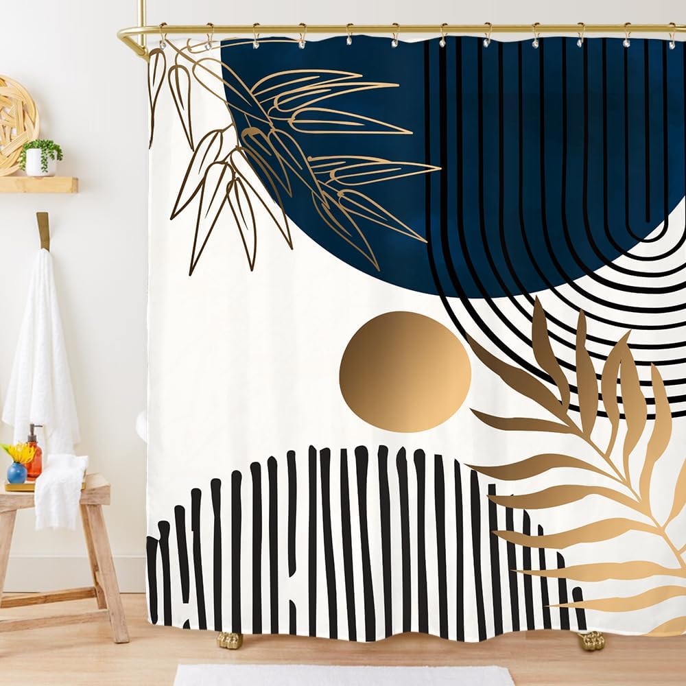 

Abstract Leaves Shower Curtain Emerald Green Modern Tropical Simple Minimalist Chic Waterproof Bathroom Curtain With 12 Hooks 90X180cm