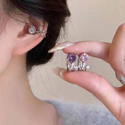 Korean Style Rhinestone Ear Cuff: Fashionable, Shiny, Non-Pierced Versatile Earring