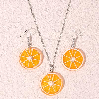 Jewelry Fashion Fruit Earrings Necklace Personalized Simple Resin Lemon Slice Jewelry Set for Women