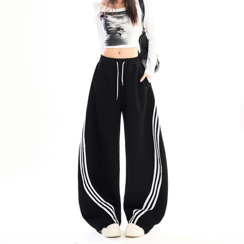 Men Women Loose Fit Striped Track Pants Casual Joggers Streetwear Style Comfortable Wide Leg Sweatpants