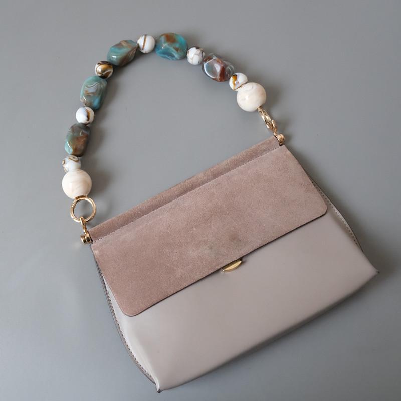 Neue Mode Frau Handtasche Zubehör Teile Weiß Beige Perlen Acryl Harz Kette Luxus Strap Frauen Schulter Luxus Kupplung Kette