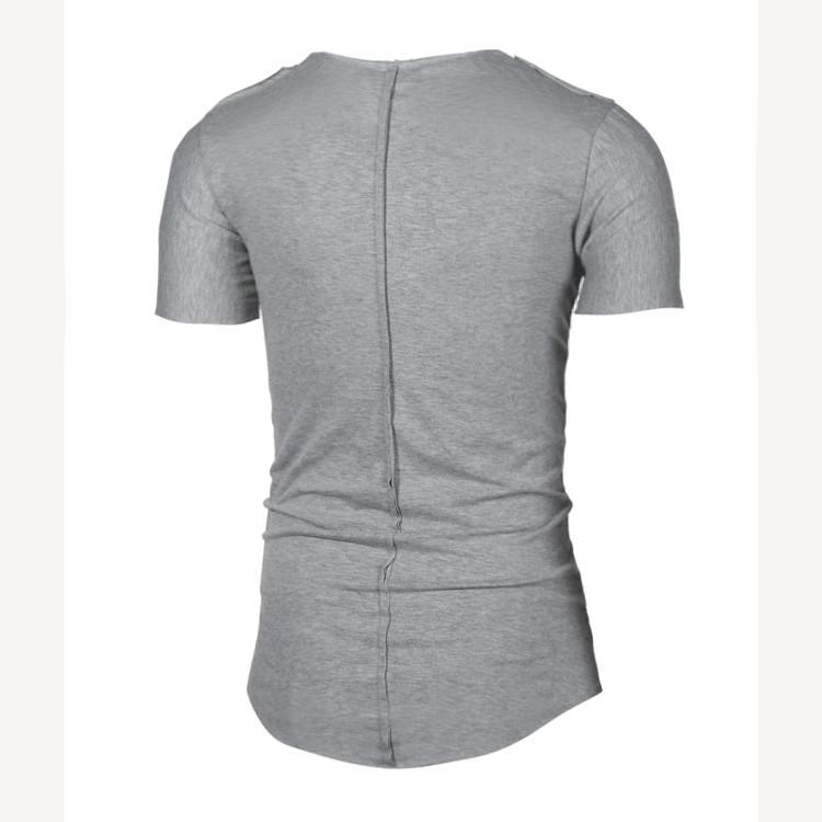 Men's Casual Patchwork Frayed Hem Round Neck Short Sleeve T-shirt