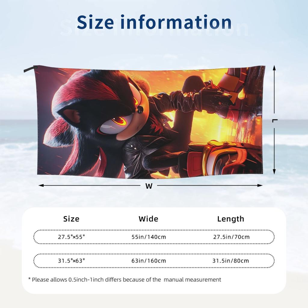 Shadow The Hedgehog Beach Towel Soft Microfiber Quick Dry Absorbent Quick Towels For Pool