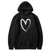 Women's Heart Print Hoodies Fall Long Sleeve Drawstring Pullover Top Oversized Fleece Lined Sweatshirt with Pocket