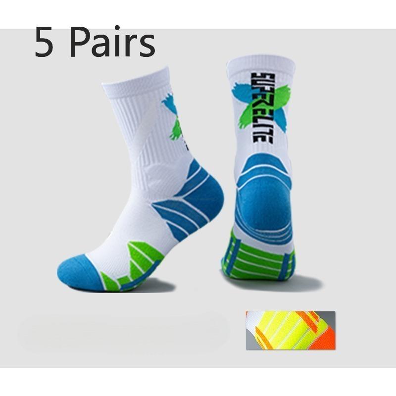 

5 пар баскетбольных носков для мальчиков, длинные носки, мужские весенне-летние модели, защита от запаха, специальные спортивные носки для молодежи, носки до середины икры для мальчиков 5 pairs