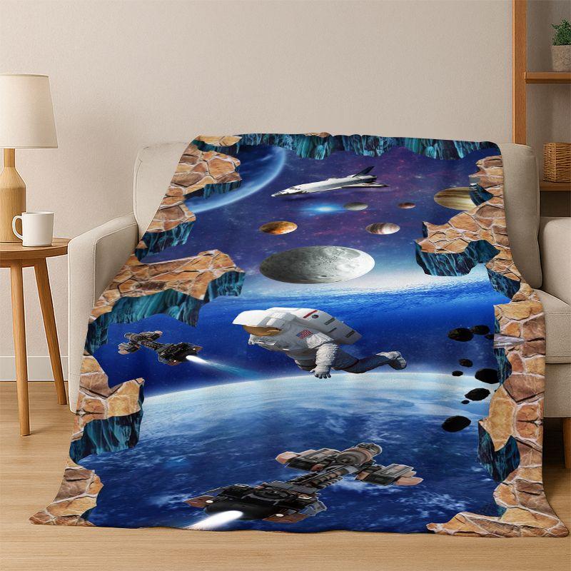 3D Illusion Pattern Hallucination Underwater Flannel Blanket Soft Warm Blanket Throw Blanket for Bedroom Living Room Bed Travel