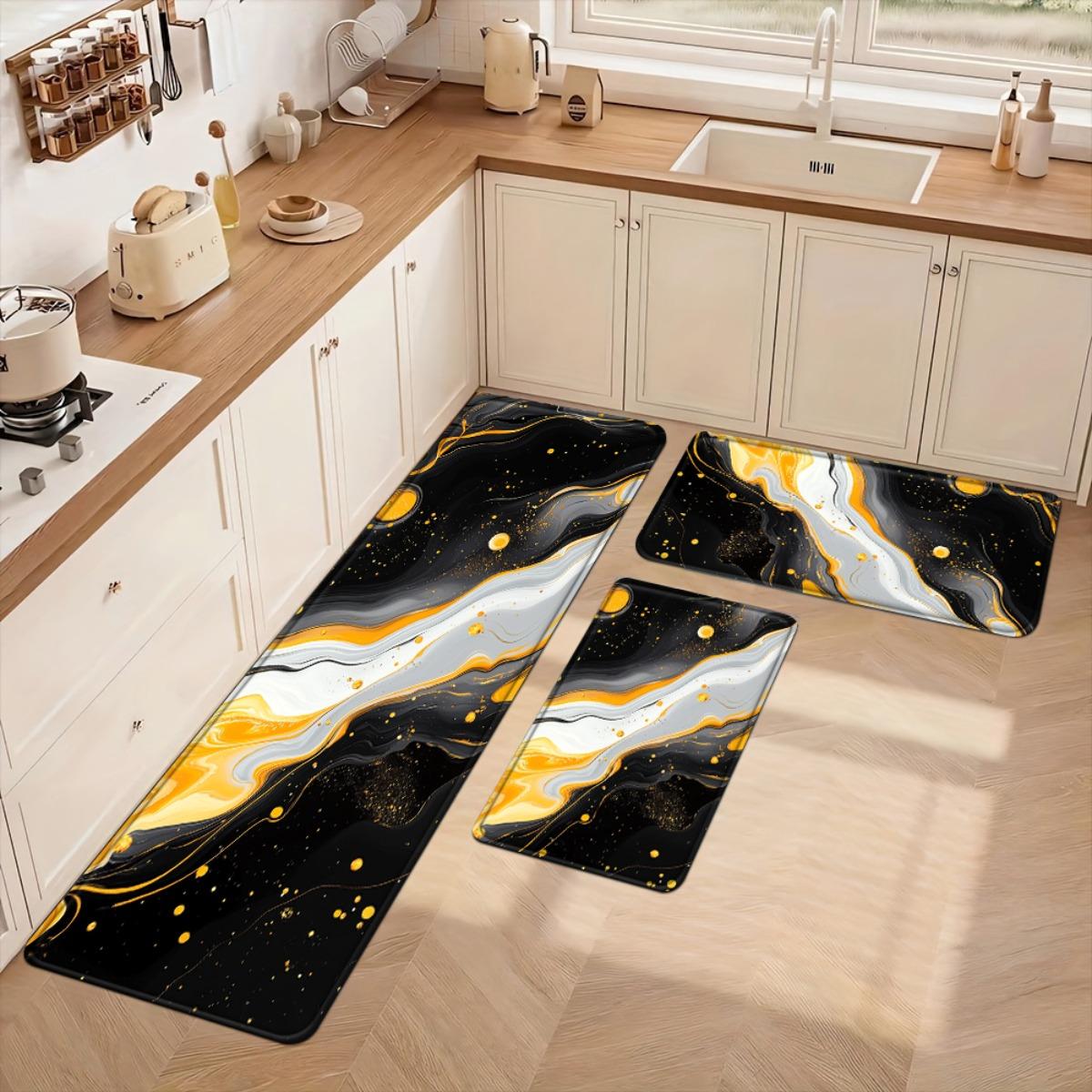 

1 шт. Кухонные коврики против усталости, Роскошный мраморный принт, Водонепроницаемый, Нескользящий, Толстый, Мягкий кухонный коврик, Сверхпрочный, Комфортный коврик для стояния на кухне 40*60cm