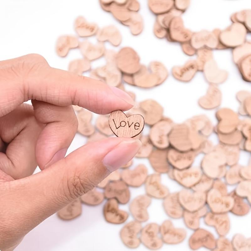 100pc Wooden Love Ornaments Wood Grain Love Large Peach Heart Wooden Buttons Perfectly Suitable for DIY Handicrafts