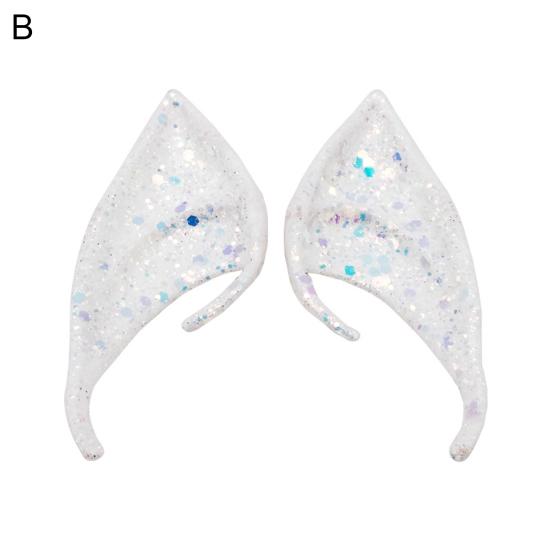 1Pair Elf Ears High Simulation Flexible Pointed Tip Luminous Glitter Cosplay Props Latex Halloween Costume Party Fairy Ears for Festival