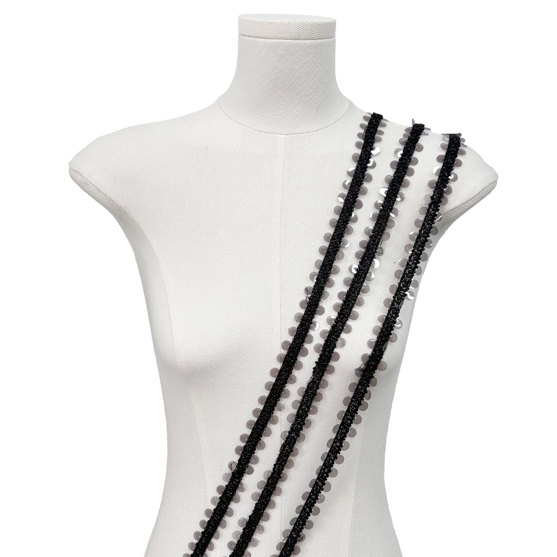 

2,5 см Тяжелая промышленность Жемчужные пайетки со свитером, курткой, занавеской, головным убором, DIY ювелирные изделия, декоративное кружево, аксессуары T1118 black one size