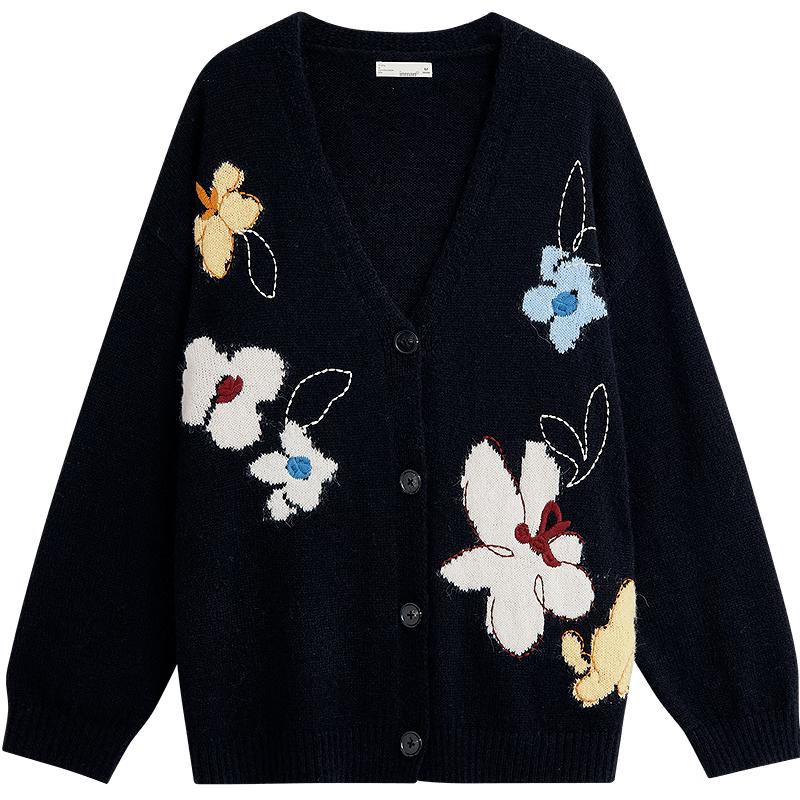 

Женский кардиган INMAN с V-образным вырезом из шерстяной смеси с вышивкой L