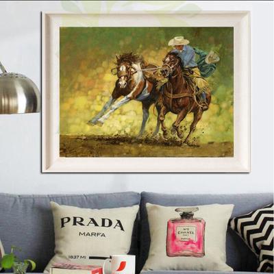 DIY Rundes Diamant-Porträtgemälde Cowboys trainieren Pferd Stickerei Kreuzstich Heimdekor Einzigartig