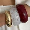 SHIXIN Fashion Thick Resin Acrylic Wide Bangles Bracelets for Women Vintage Irregular Geometric Charm Big Bangles Jewelry Gifts