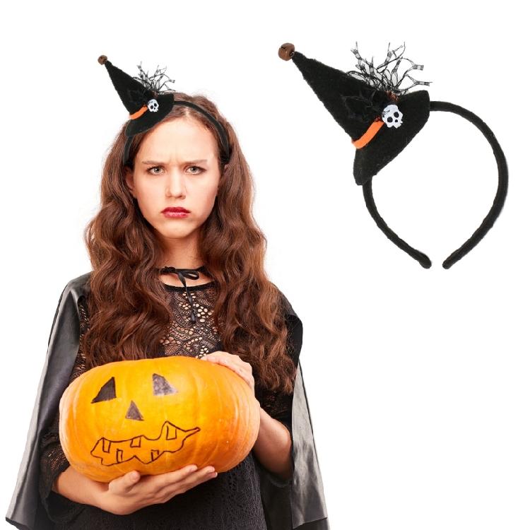 Halloweenowe Opaski z Czapką Czarownicy z Detalami Czapki i Czaszki Modne Opaski Magiczna Dekoracja Imprezowa