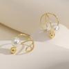 Vnox 1 Pair Chic Immitation Pearl Ear Cuff for Women Girls, Crossed Metal Lines Ear Bones Cuff, Ins Style Dainty Jewelry