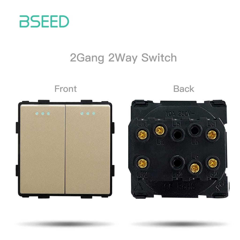 BSEED Mechanical Button Light Switches 1/2/3Way Half TV RJ45 ST Plug EU FR Wall Sockets USB Type-c Ports DIY Parts Glass Frames