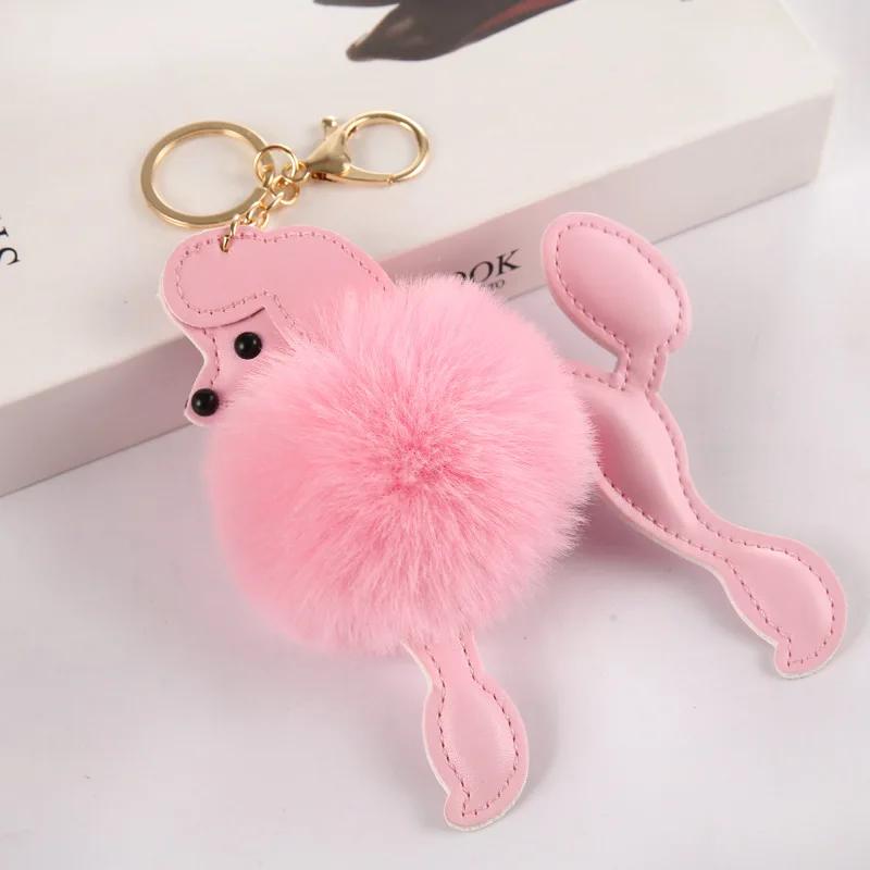 Cartoon Cute Simulation Poodle Fur Ball Toy Keychain Creative Cute Dog Fur Ball Bag Pendant Fashion Birthday Christmas Gift