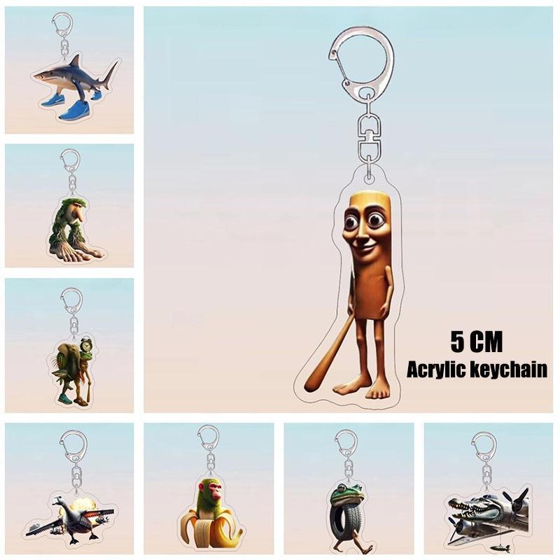 Tung Tung Tung Sahur 5Cm Acrylic Keychain Accessories – Whimsical Abstract Mirage Creature Designs Bag Charm