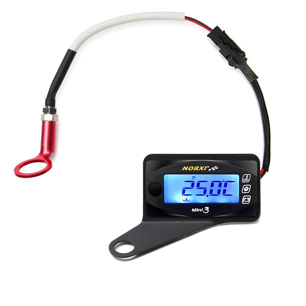 

NORXI 3 in 1 Multifunctional Motorcycle Digital Meter Mini3 (Can be switched to 3 displays: cylinder head temperature/voltage/clock) Engine tempe