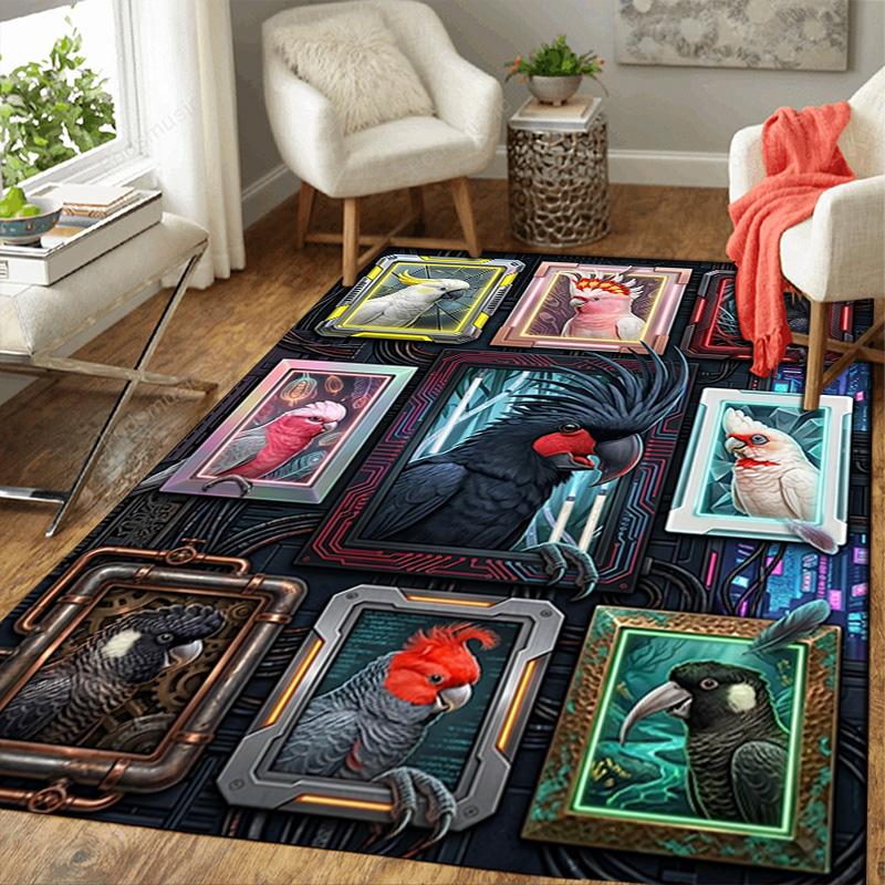 Cybernetic Parrot Collection Pattern Rug Floor Mat for Living Room or Bedroom Soft and Comfortable Carpet a Gift for Birthday and Holiday.