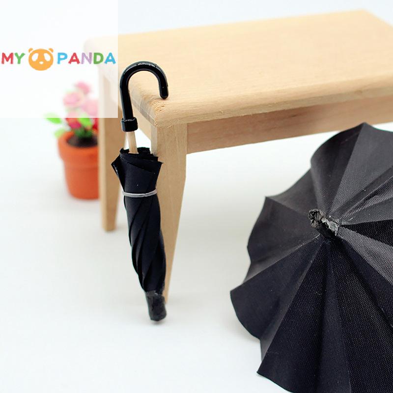 Discover Intime Black Dollhouse 1:12 Miniature Simulation Umbrella Can Open Mini Umbrellas Model Diy Dolls House Retro Scene Ornaments