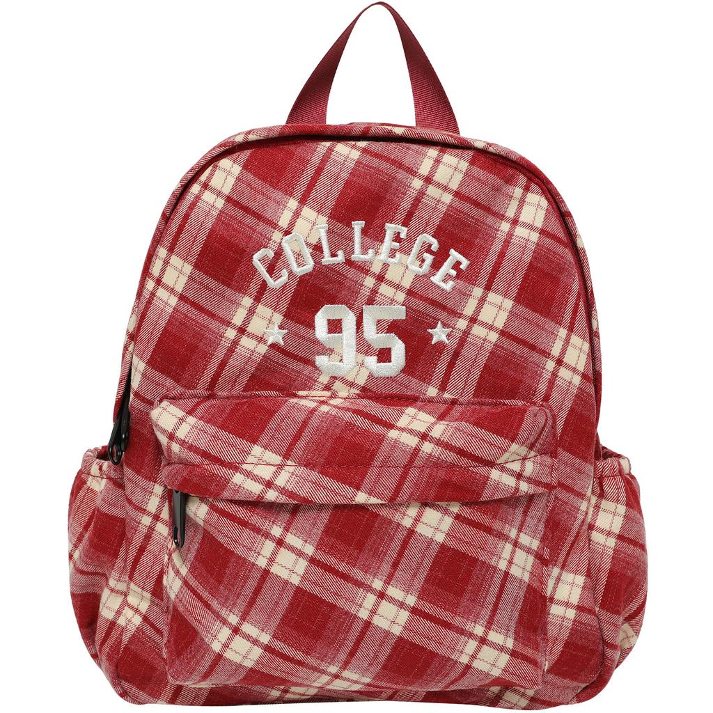 Autumn and Winter Atmosphere Retro Checkered Schoolbag Backpack for College Students