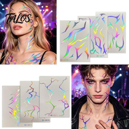 Talos 5 Sheets Holographic Lightning Tattoos, Waterproof Flash Temporary Stickers, Full Color Body Art for Festival Party