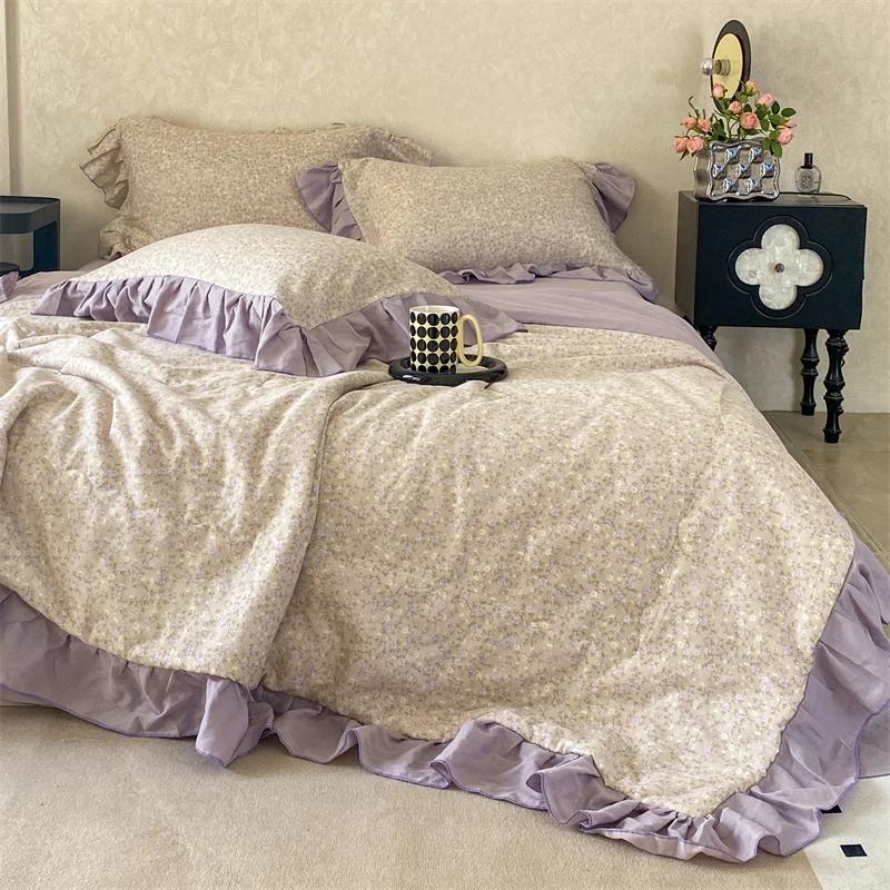 Summer Quilt - Double Layer Cotton Lace, Thin & Breathable, Fluffy Comforter For Bedroom Decor (Comfortable)